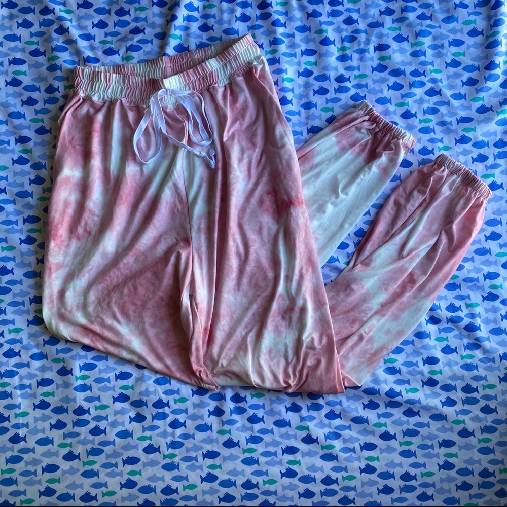 Pink And White Jogger Sweatpants